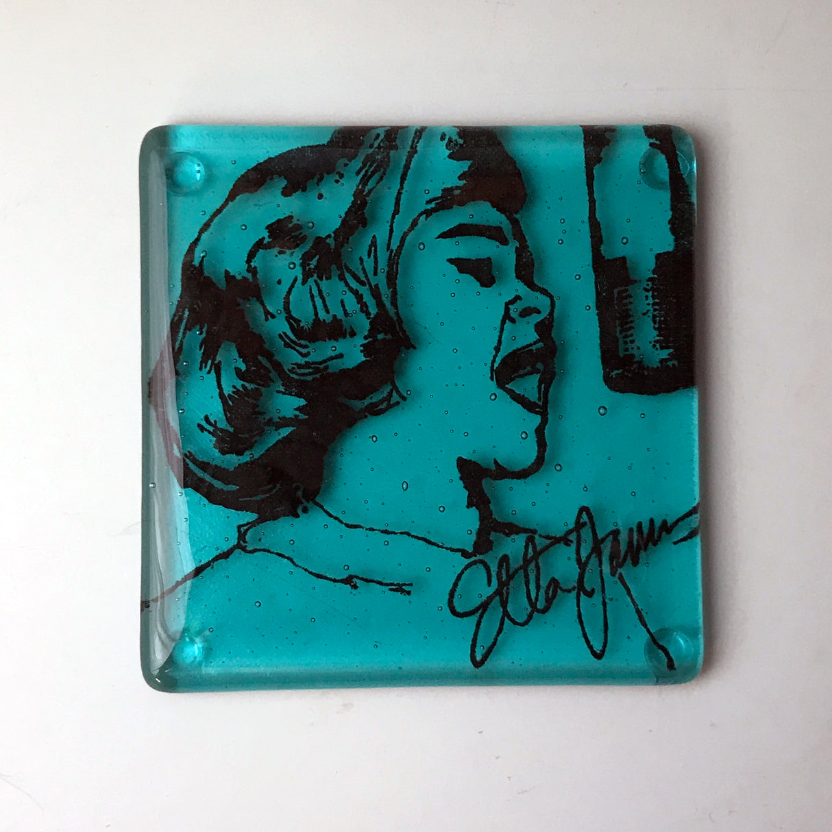 Etta James Fused Glass 4" Single Coaster