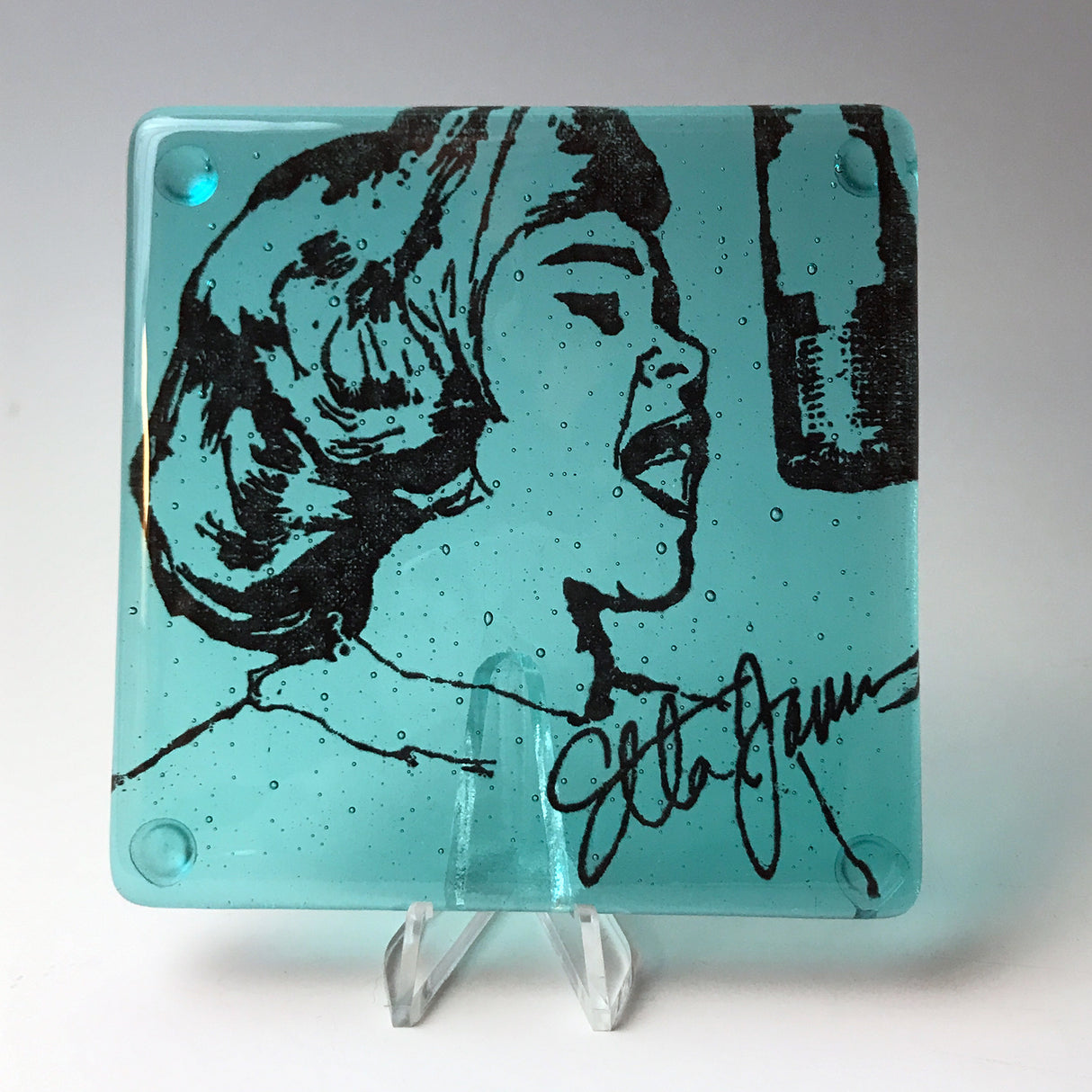 Etta James Fused Glass 4" Single Coaster