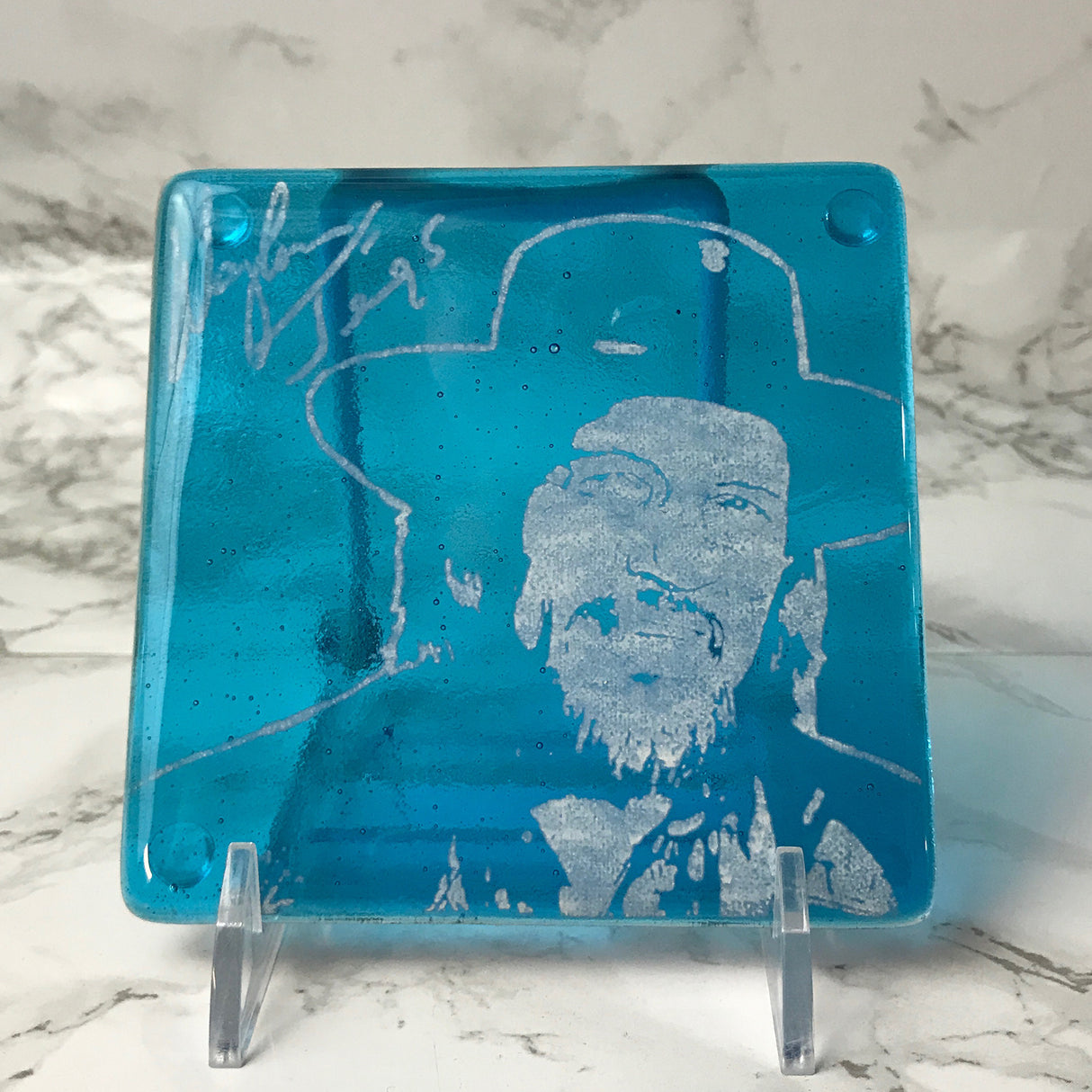 Waylon Jennings Fused Glass 4" Single Coaster