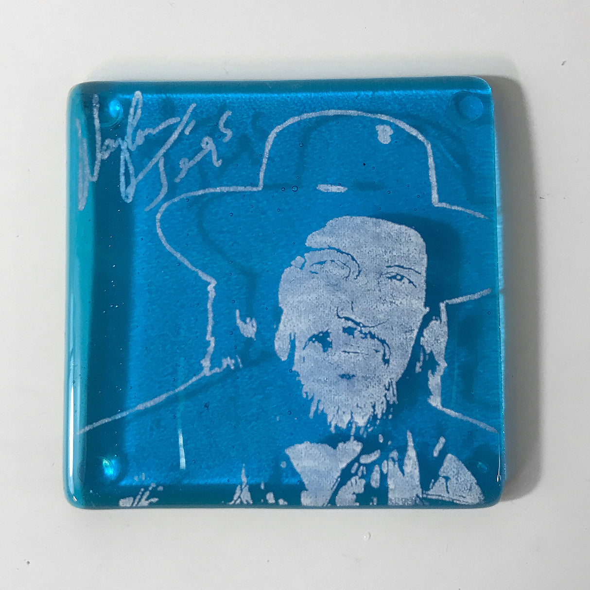 Waylon Jennings Fused Glass 4" Single Coaster