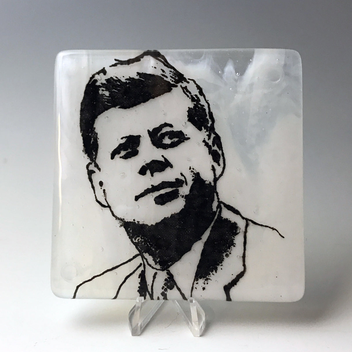 John F. Kennedy Fused Glass 4" Single Coaster