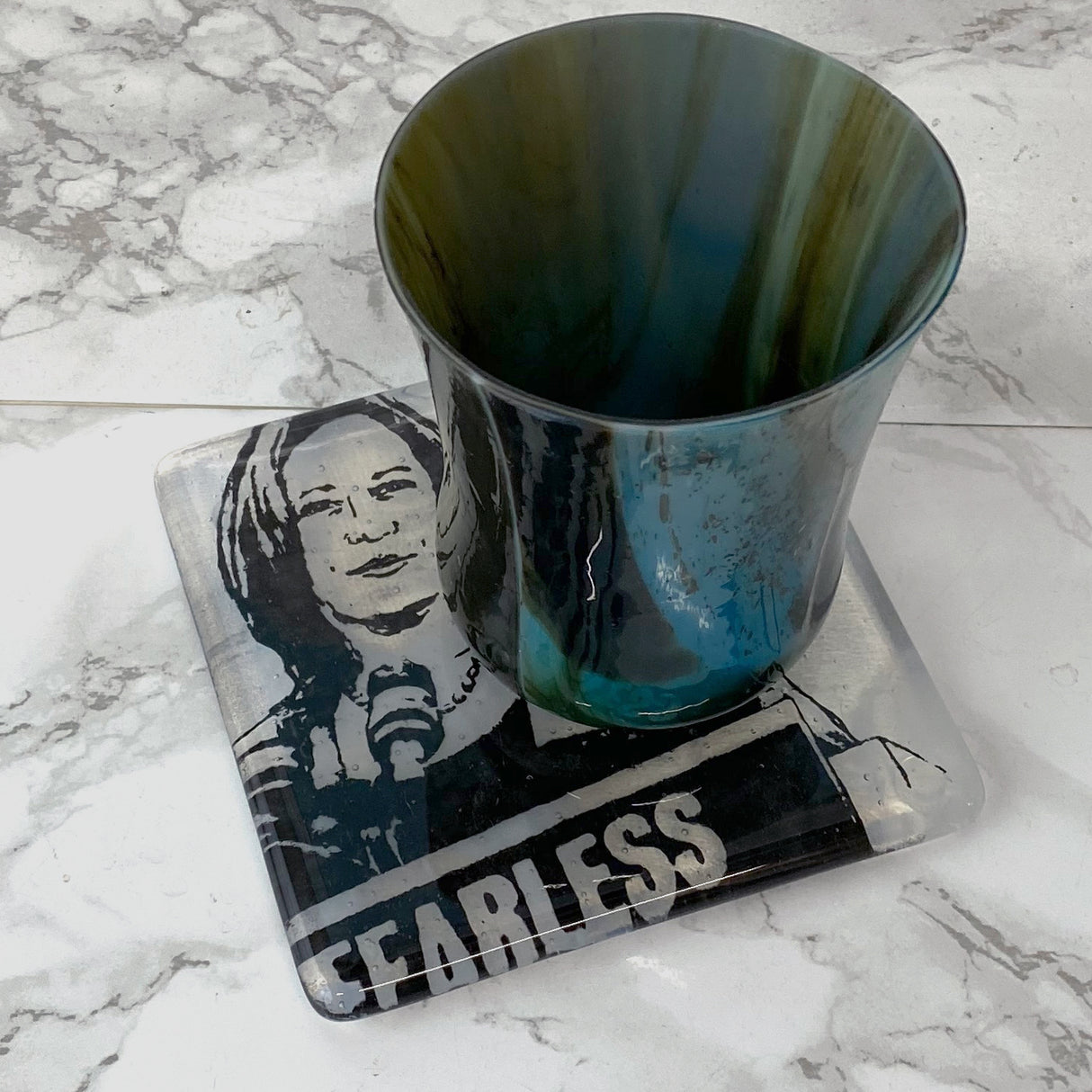 Kamala Harris Fused Glass 4" Single Coaster