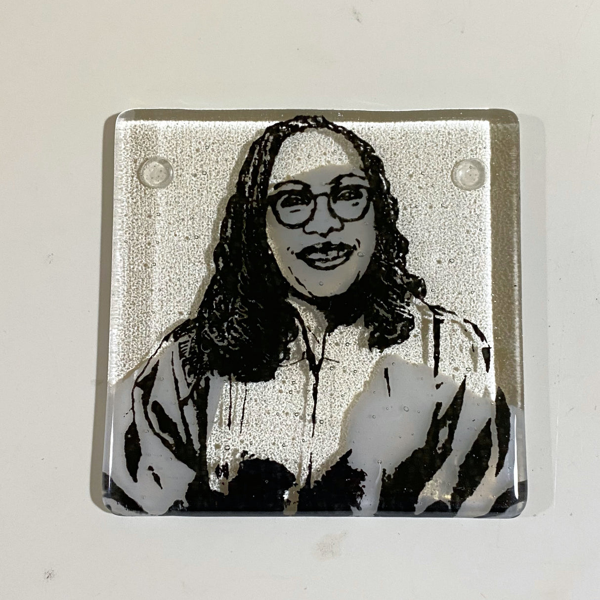 Supreme Court Justice Ketanji Brown Jackson Fused Glass 4" Single Coaster