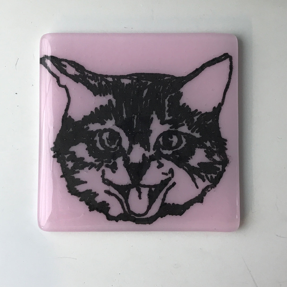 Kitty Fused Glass 4" Single Coaster (discontinued color)