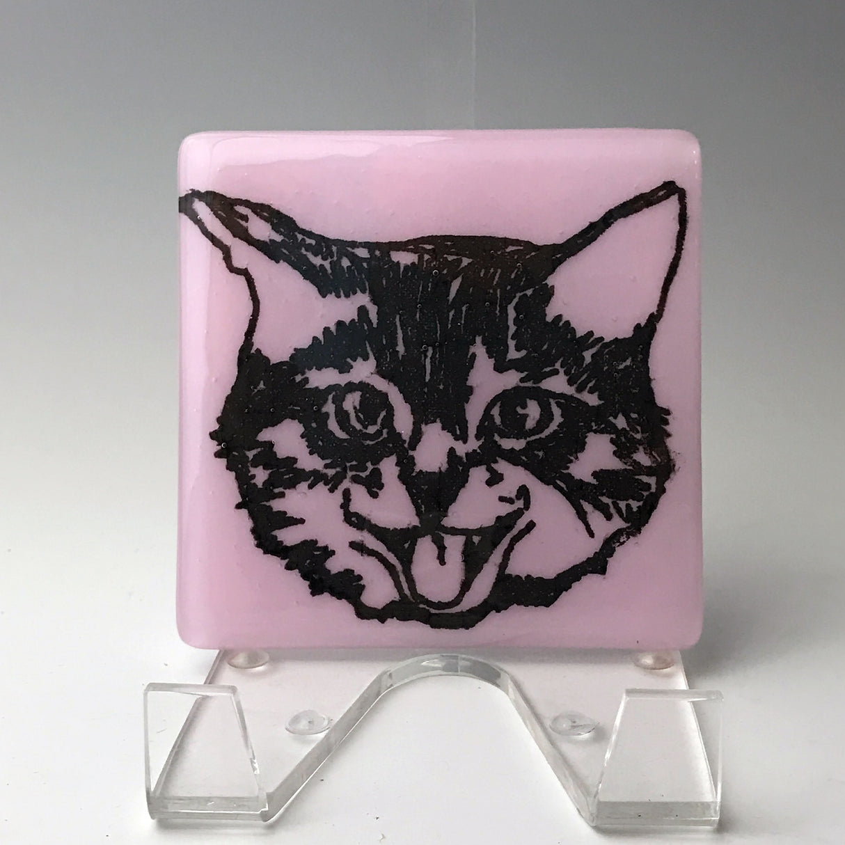 Kitty Fused Glass 4" Single Coaster (discontinued color)