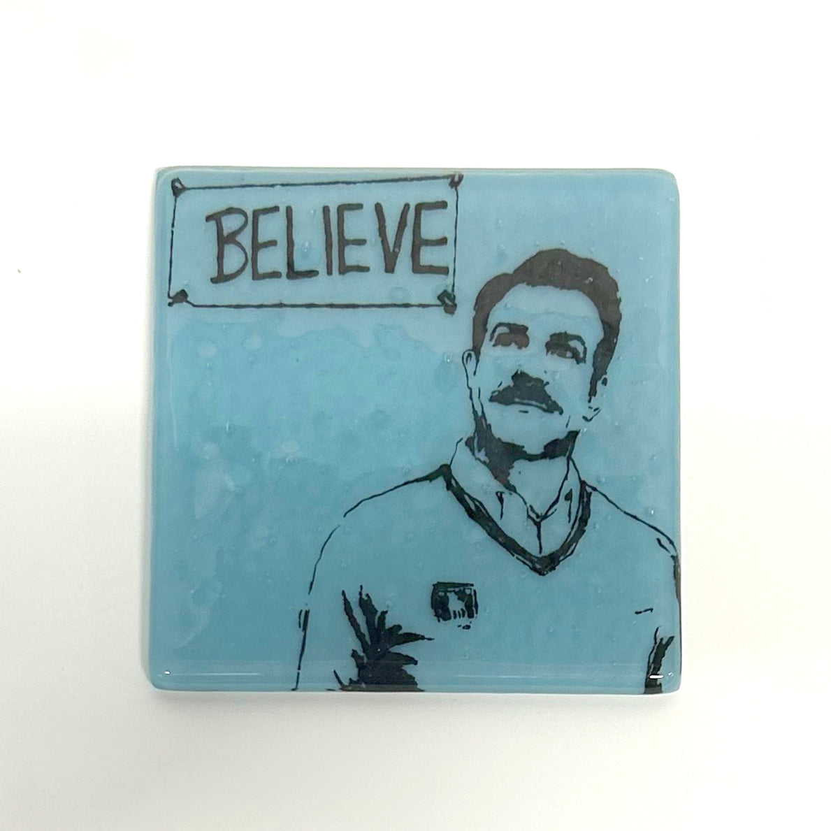 Ted Lasso Jason Sudeikis Fused Glass 4" Single Coaster