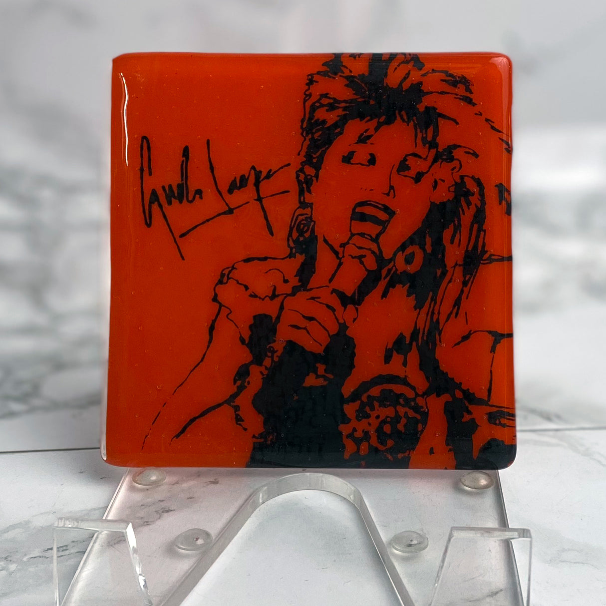 Cyndi Lauper Fused Glass 4" Single Coaster