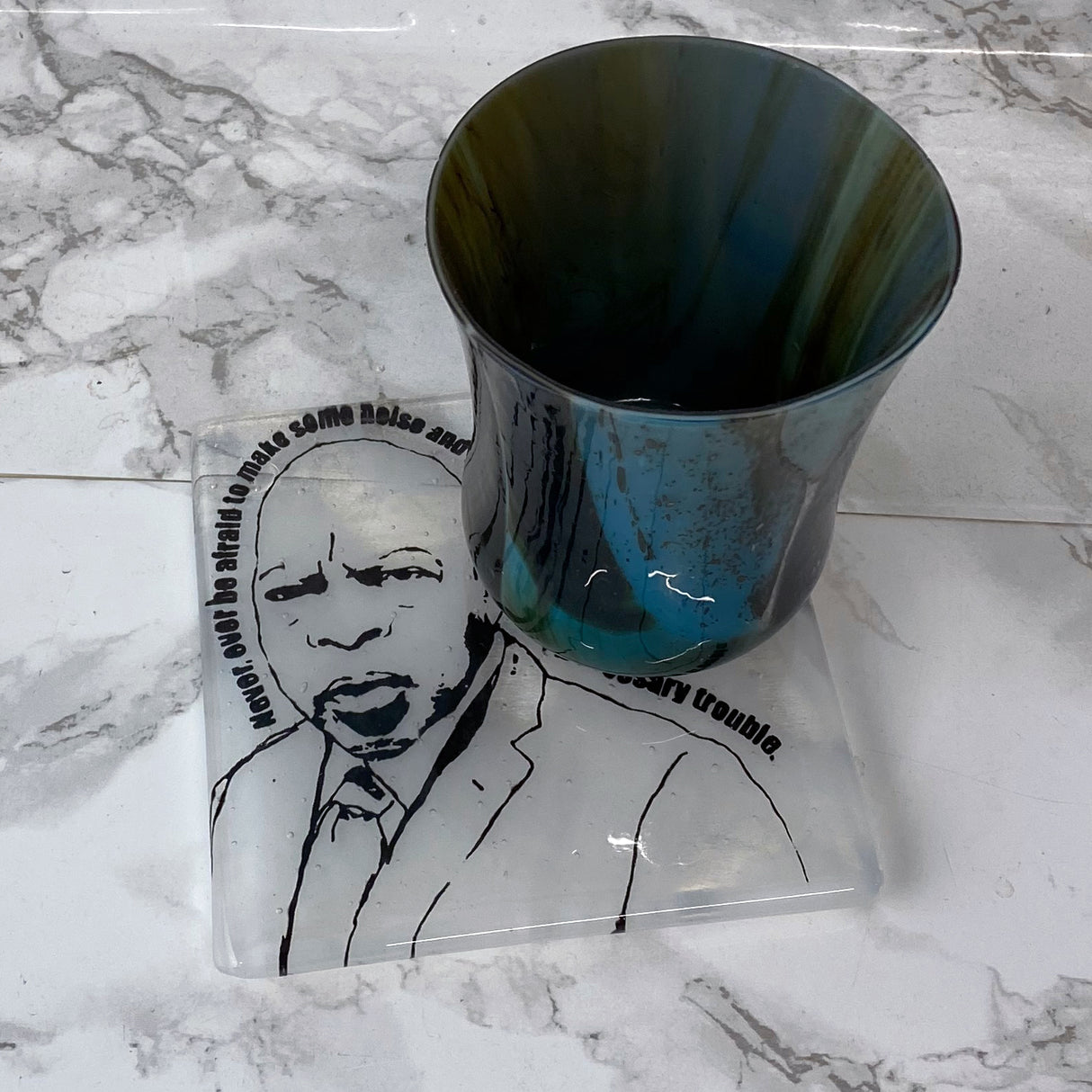 John Lewis Fused Glass 4" Single Coaster