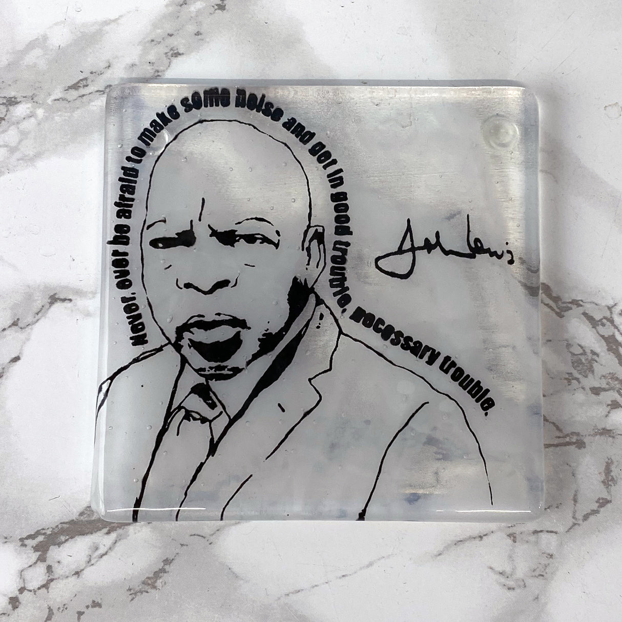 John Lewis Fused Glass 4" Single Coaster