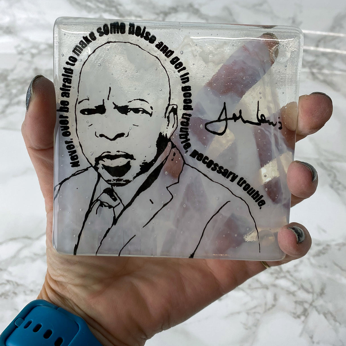 John Lewis Fused Glass 4" Single Coaster