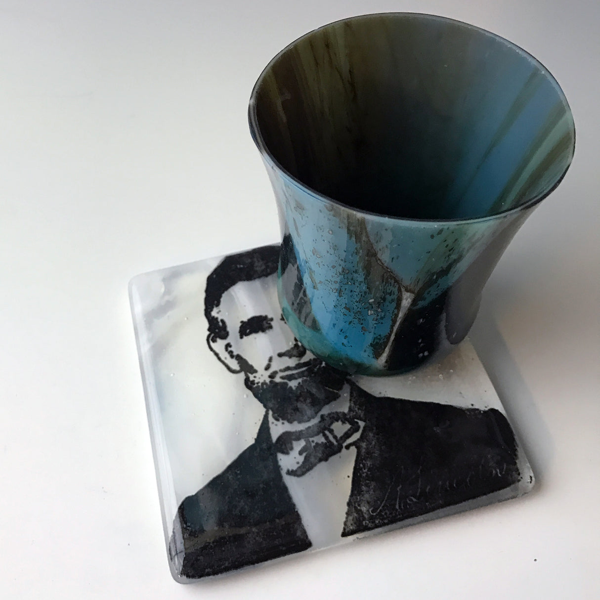 Abraham Lincoln Fused Glass 4" Single Coaster