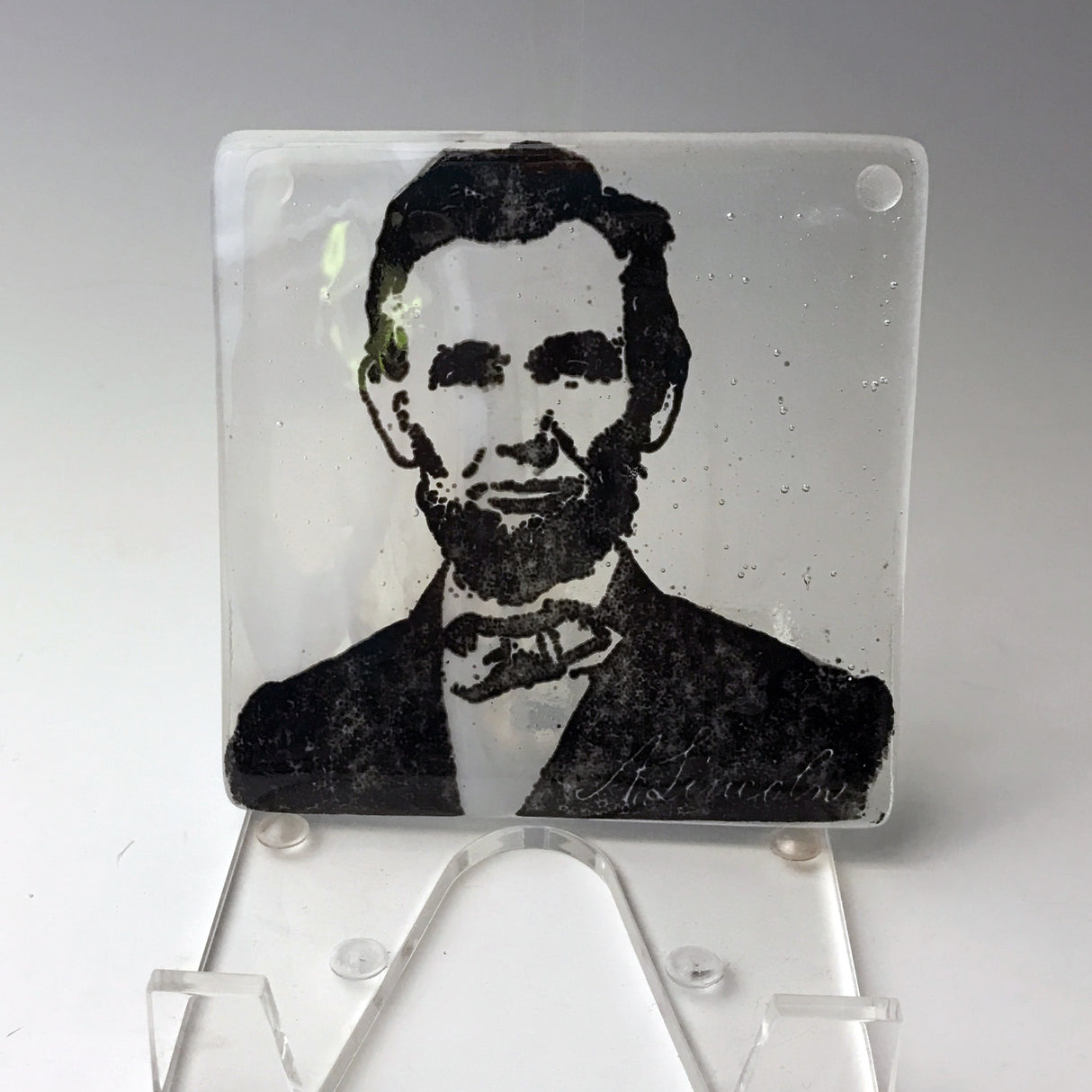 Abraham Lincoln Fused Glass 4" Single Coaster