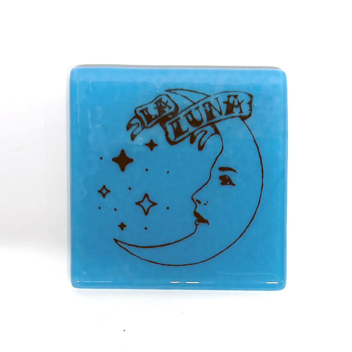 La Luna Loteria Fused Glass 4" Single Coaster