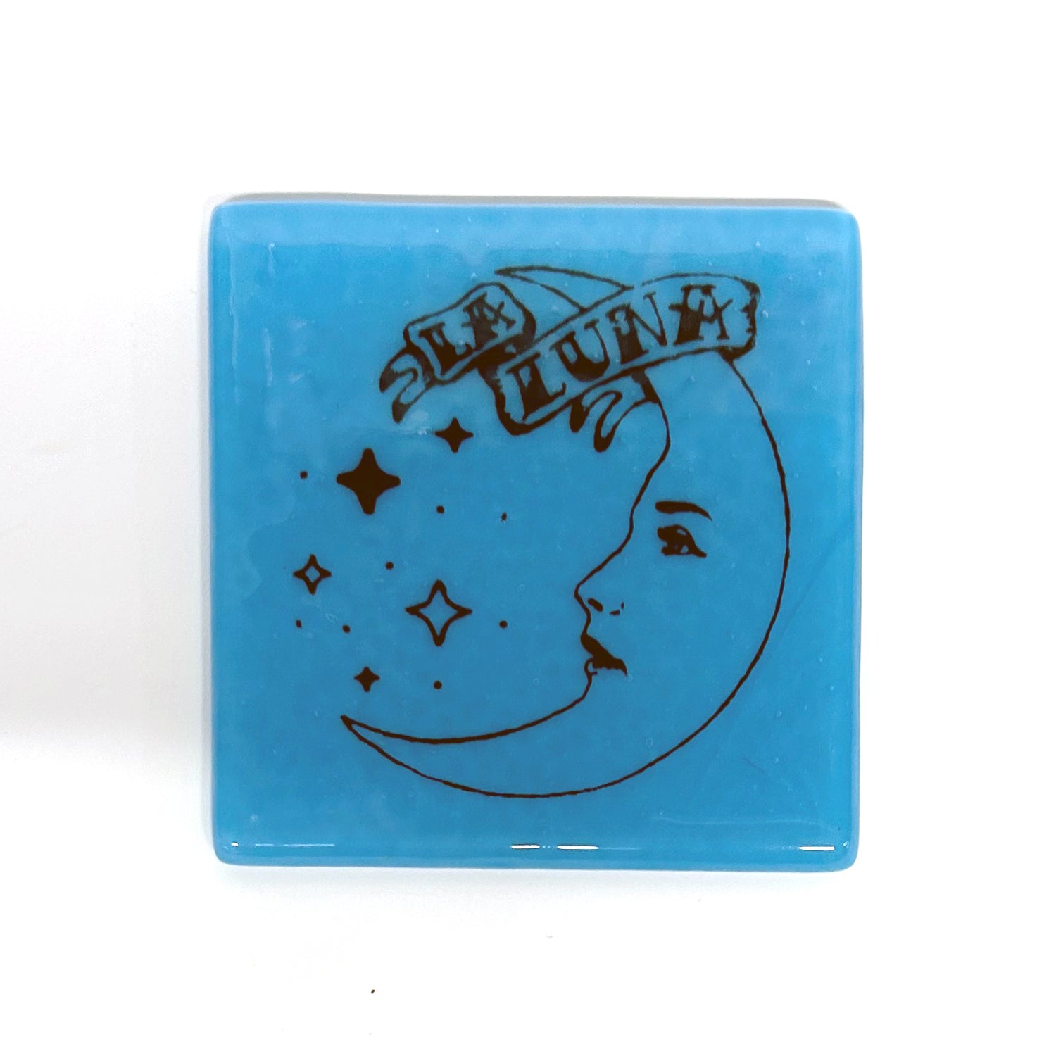 La Luna Loteria Fused Glass 4" Single Coaster