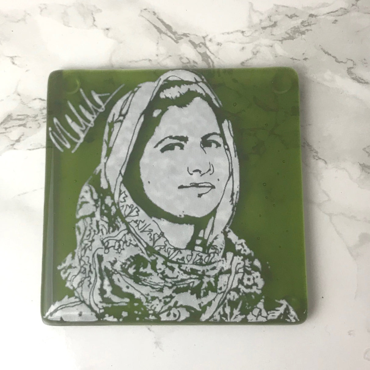 Malala Yousafzai Fused Glass 4" Single Coaster
