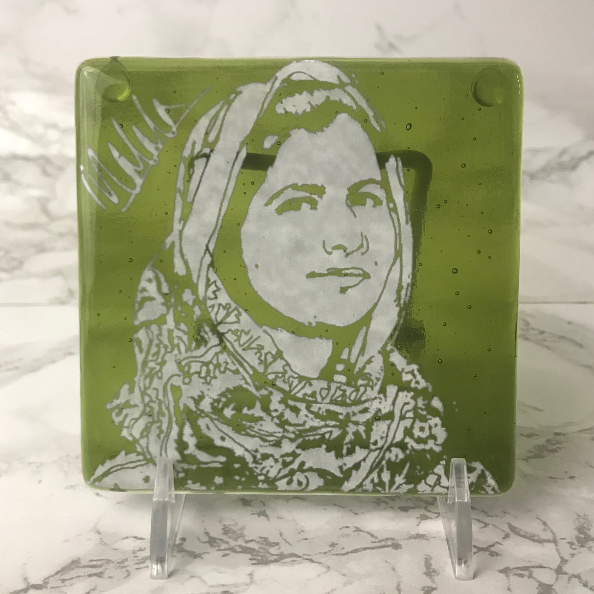 Malala Yousafzai Fused Glass 4" Single Coaster