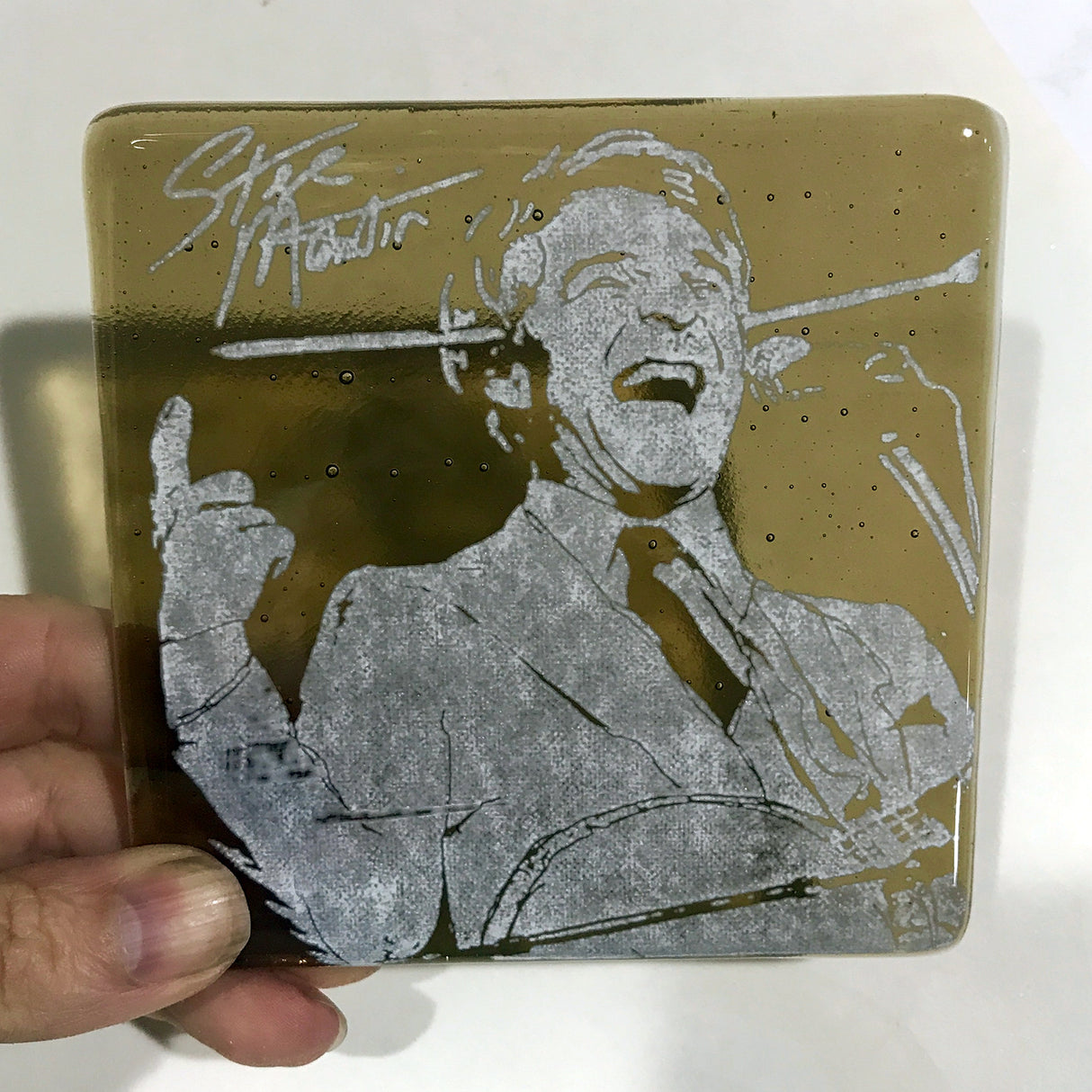 Steve Martin Fused Glass 4" Single Coaster