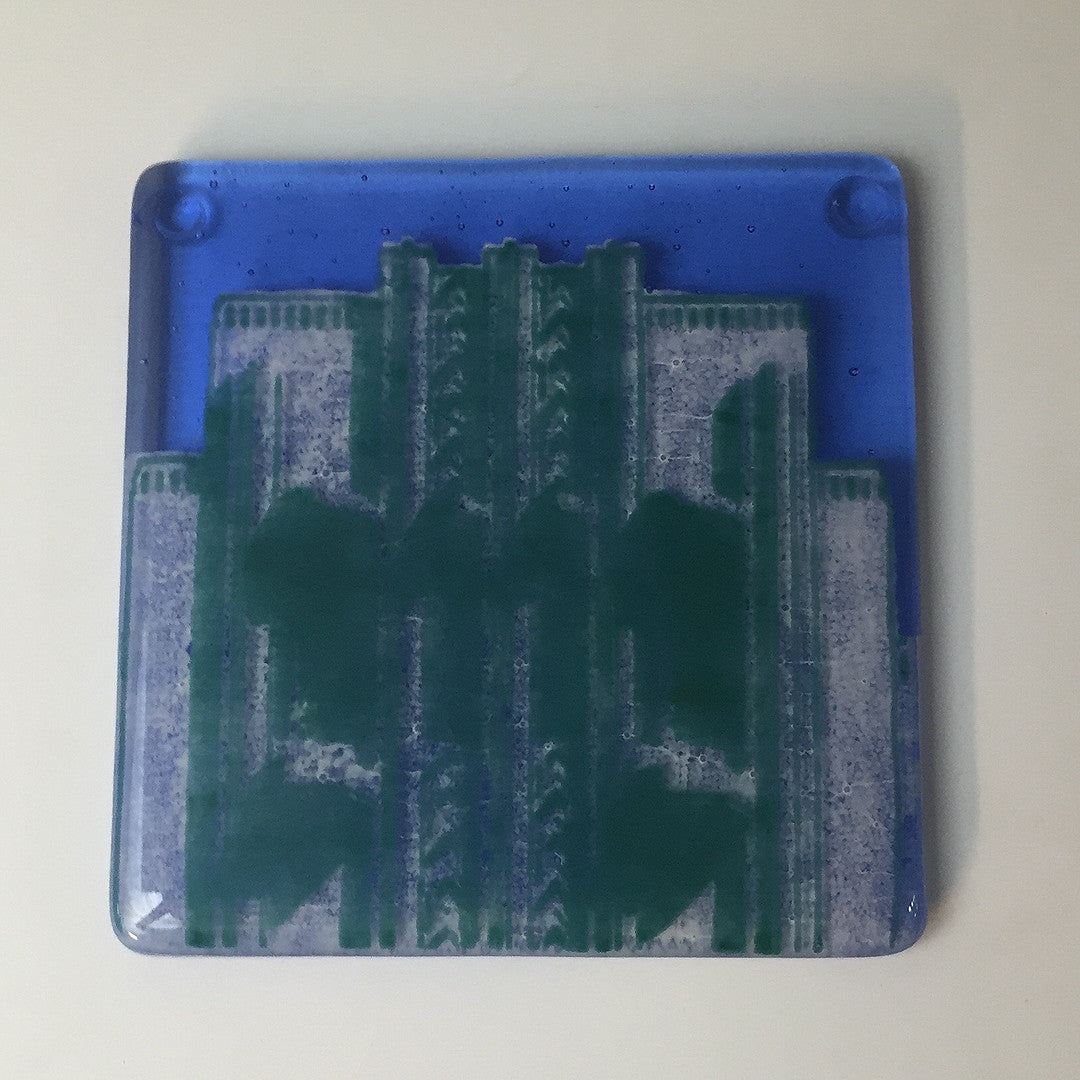 Miami Beach Art Deco Fused Glass 4" Single Coaster - made to order