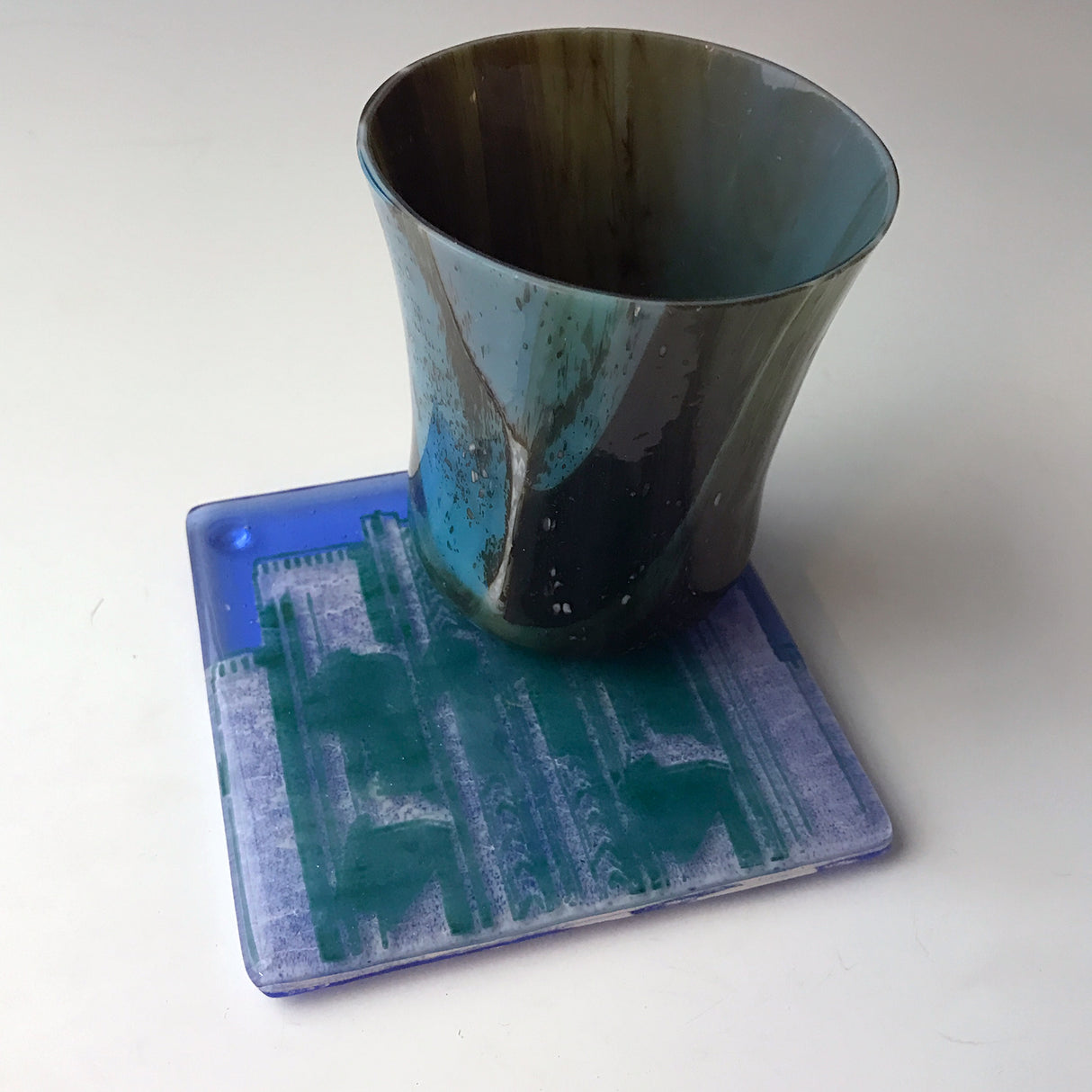 Miami Beach Art Deco Fused Glass 4" Single Coaster - made to order