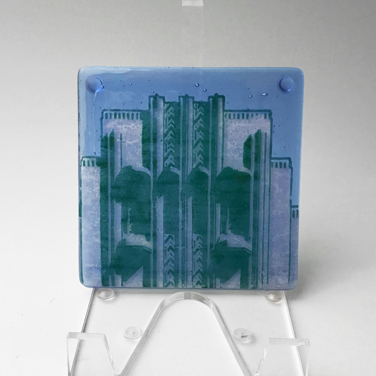 Miami Beach Art Deco Fused Glass 4" Single Coaster - made to order