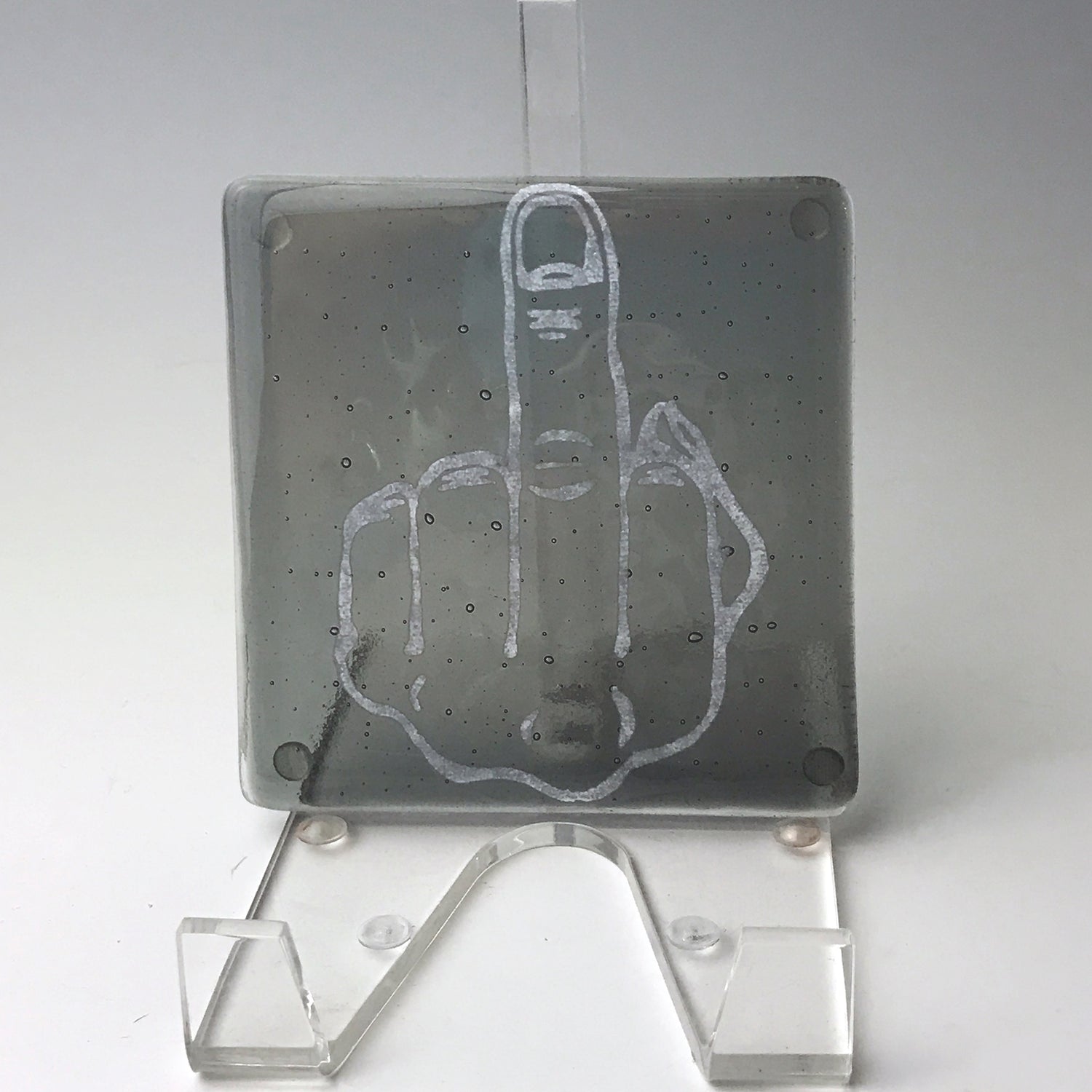 Middle Finger Fused Glass 4" Single Coaster