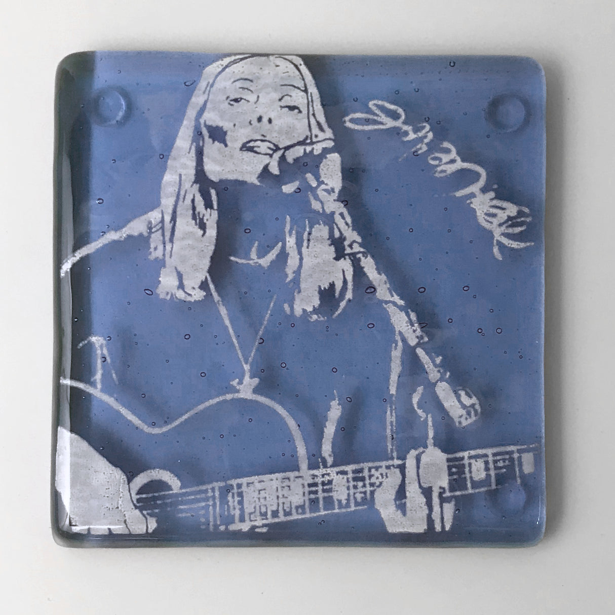 Joni Mitchell Fused Glass 4" Single Coaster