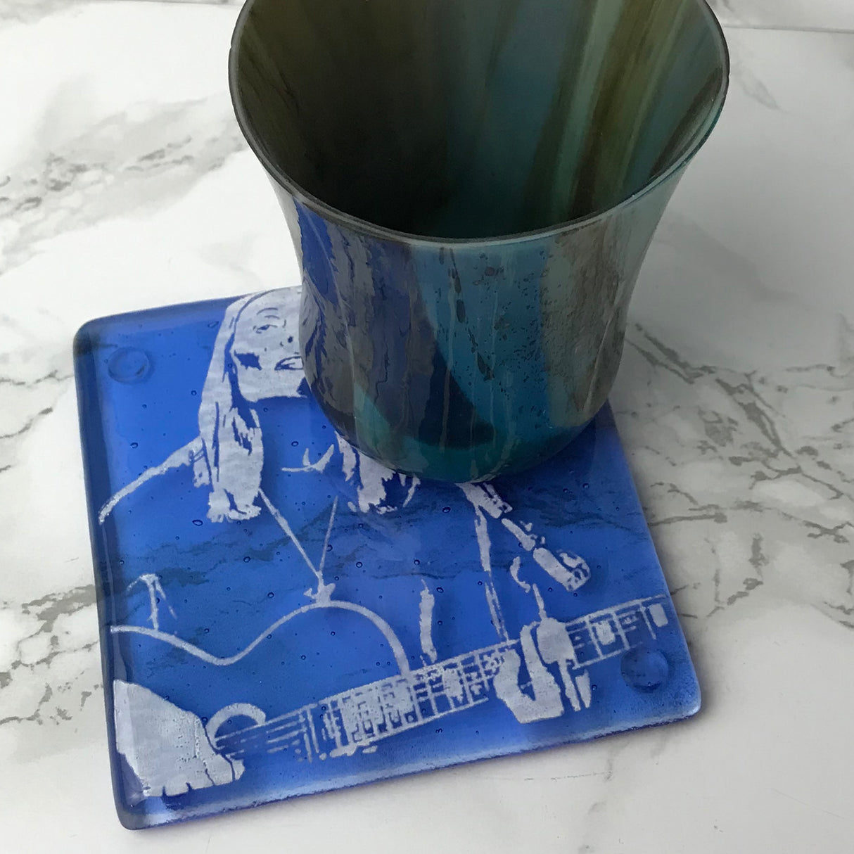 Joni Mitchell Fused Glass 4" Single Coaster