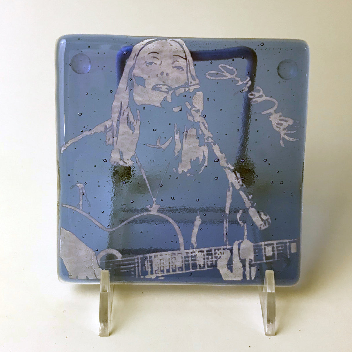 Joni Mitchell Fused Glass 4" Single Coaster
