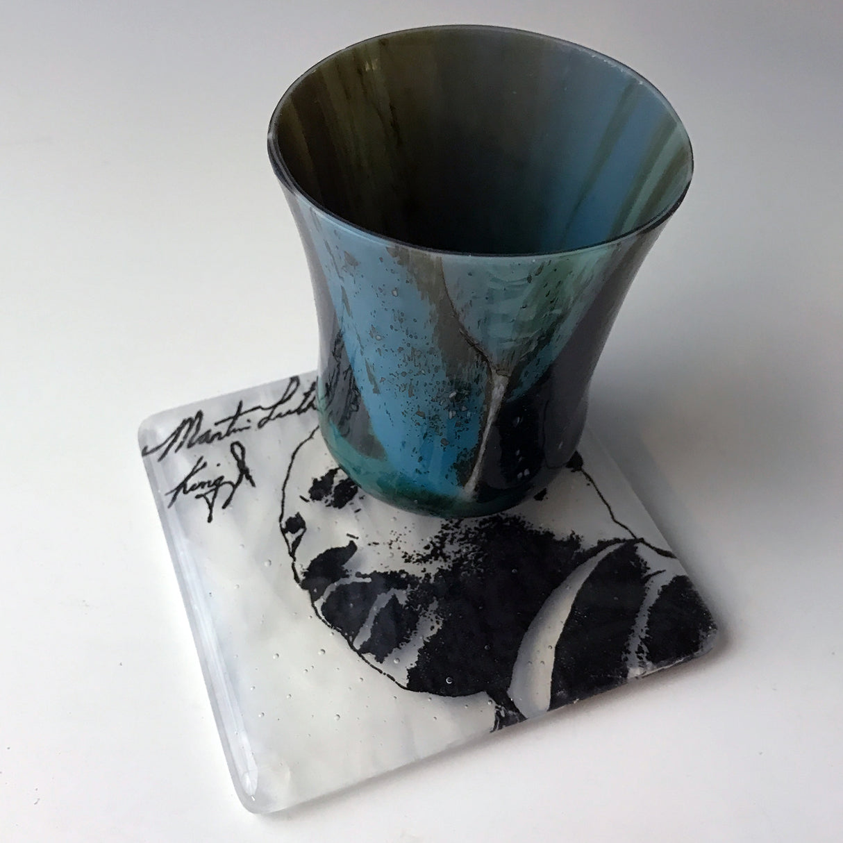 Dr. Martin Luther King Jr. MLK Fused Glass 4" Single Coaster