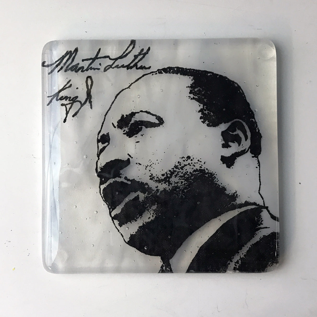 Dr. Martin Luther King Jr. MLK Fused Glass 4" Single Coaster