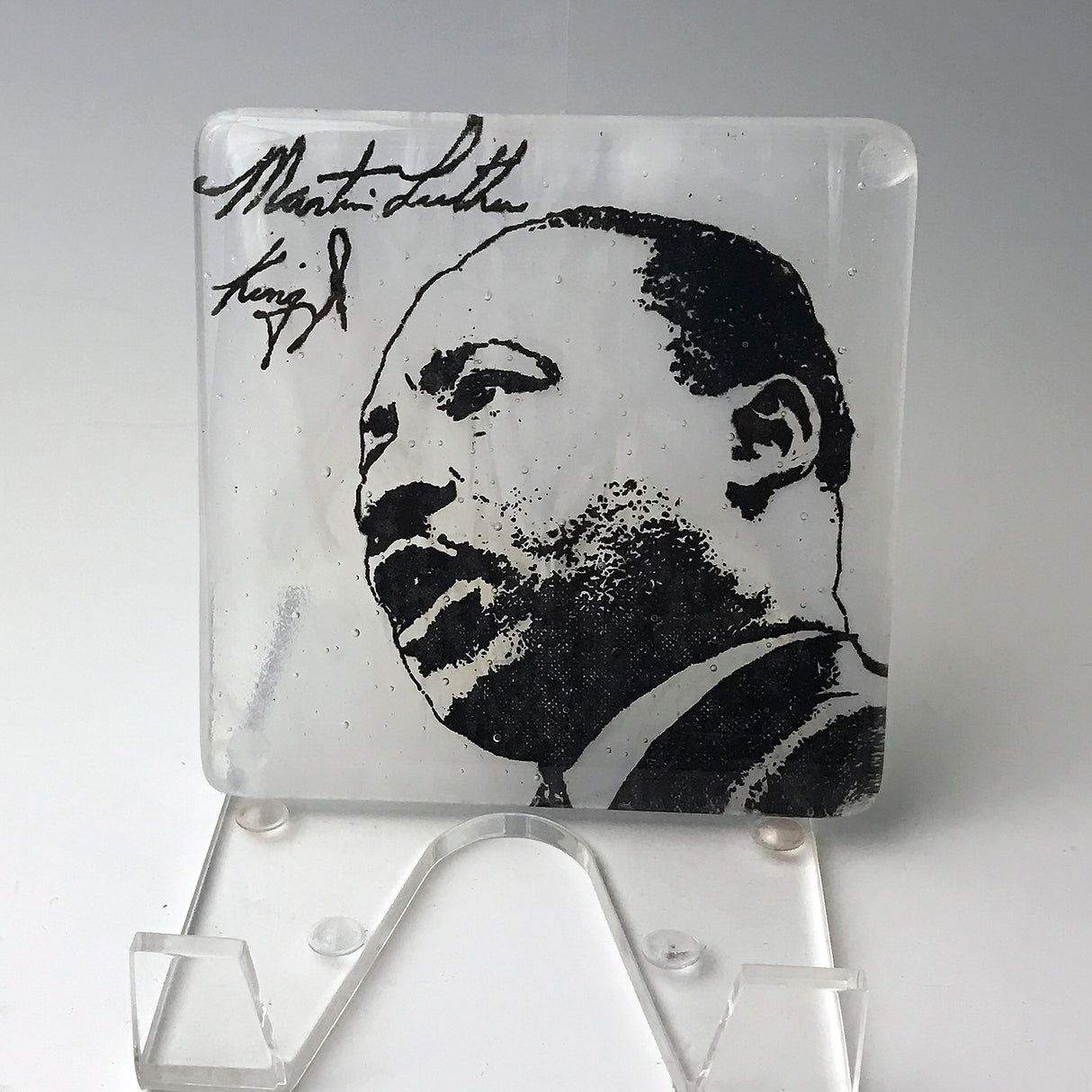 Dr. Martin Luther King Jr. MLK Fused Glass 4" Single Coaster