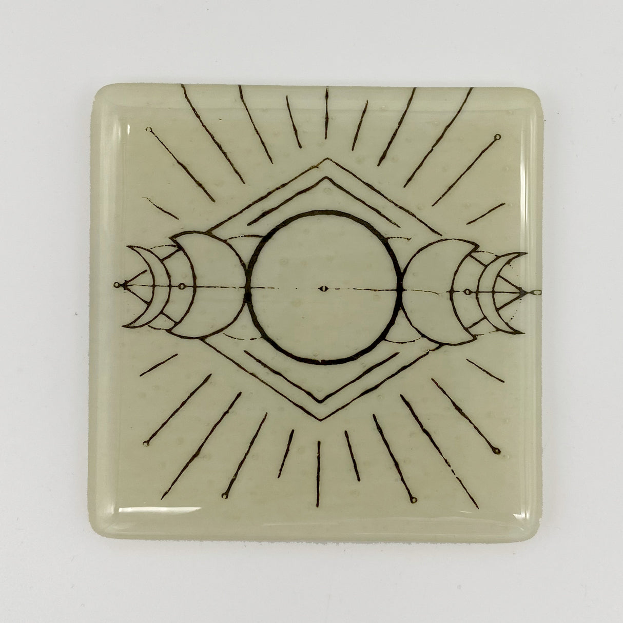 Moon Phases Mystical Fused Glass 4" Single Coaster