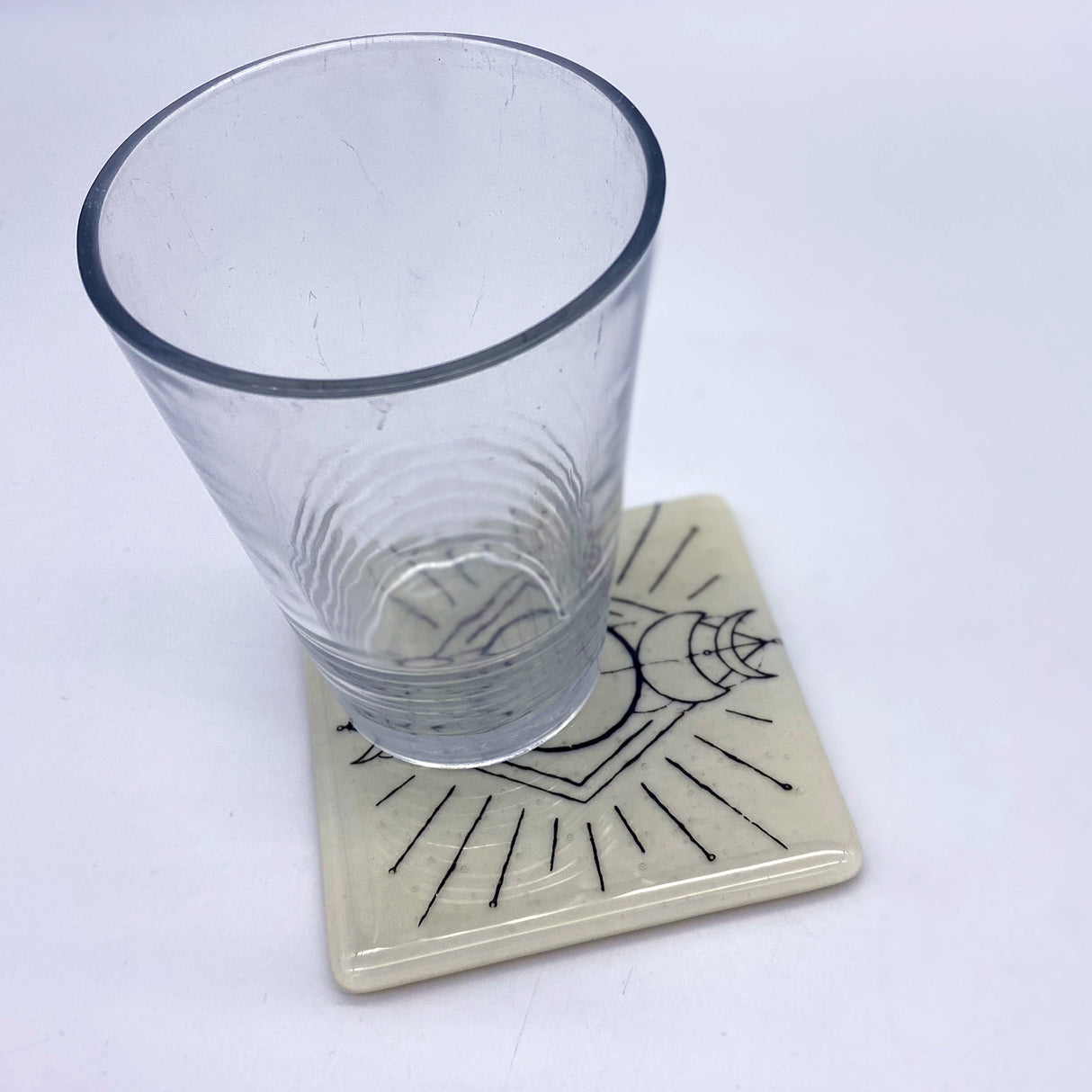 Moon Phases Mystical Fused Glass 4" Single Coaster