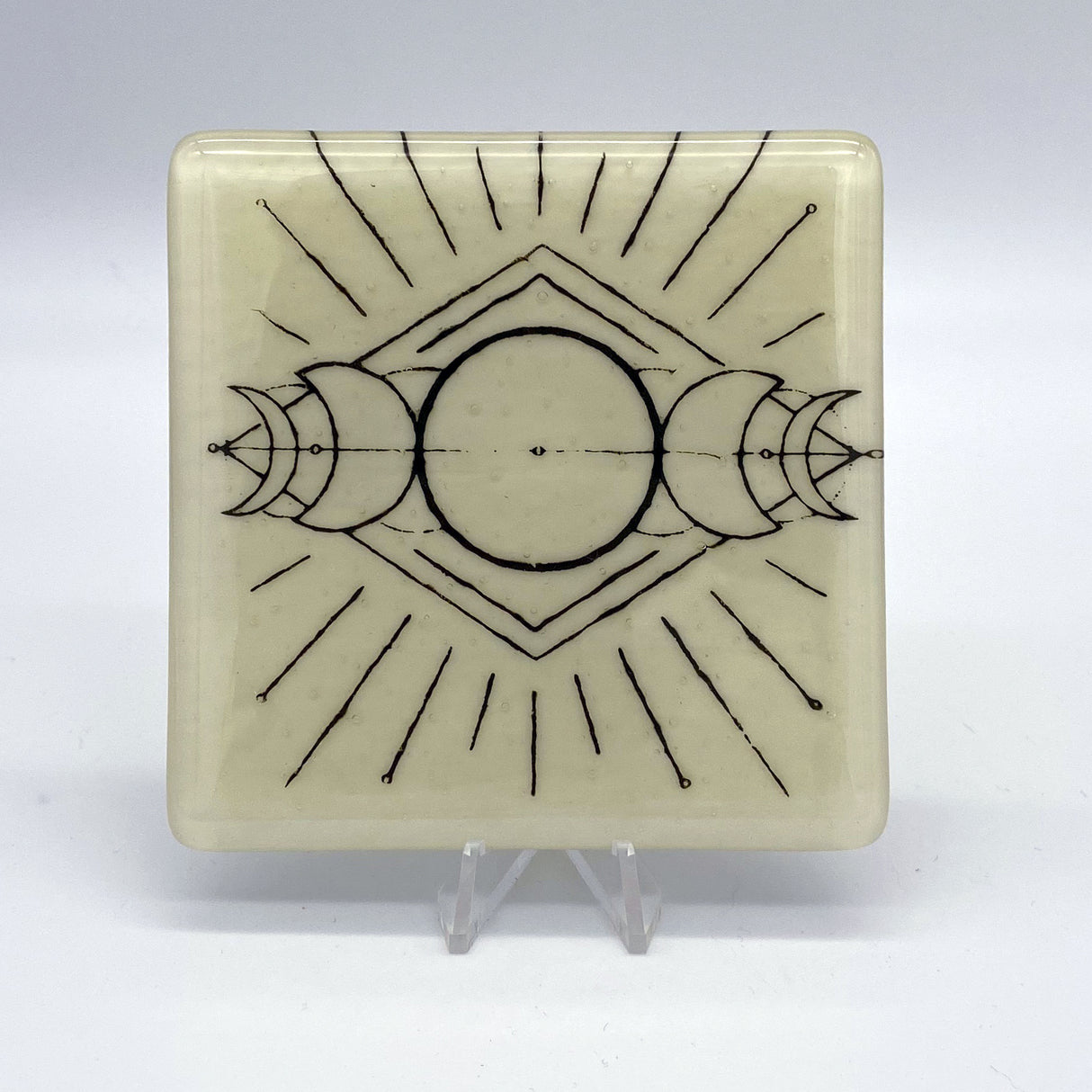 Moon Phases Mystical Fused Glass 4" Single Coaster