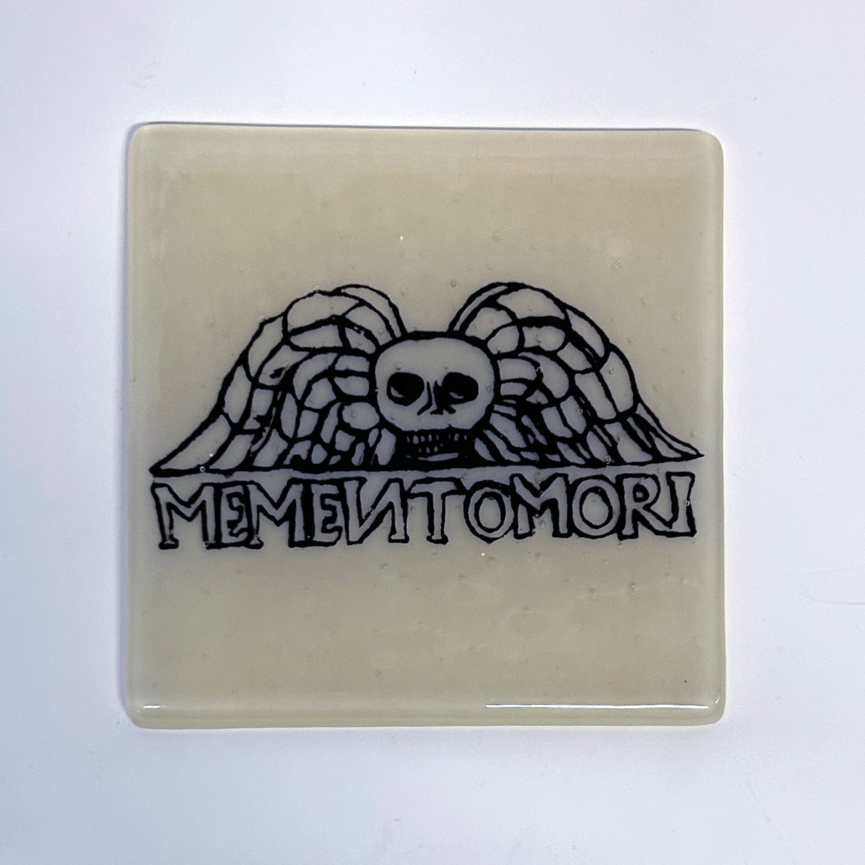Memento Mori Mystical Fused Glass 4" Single Coaster
