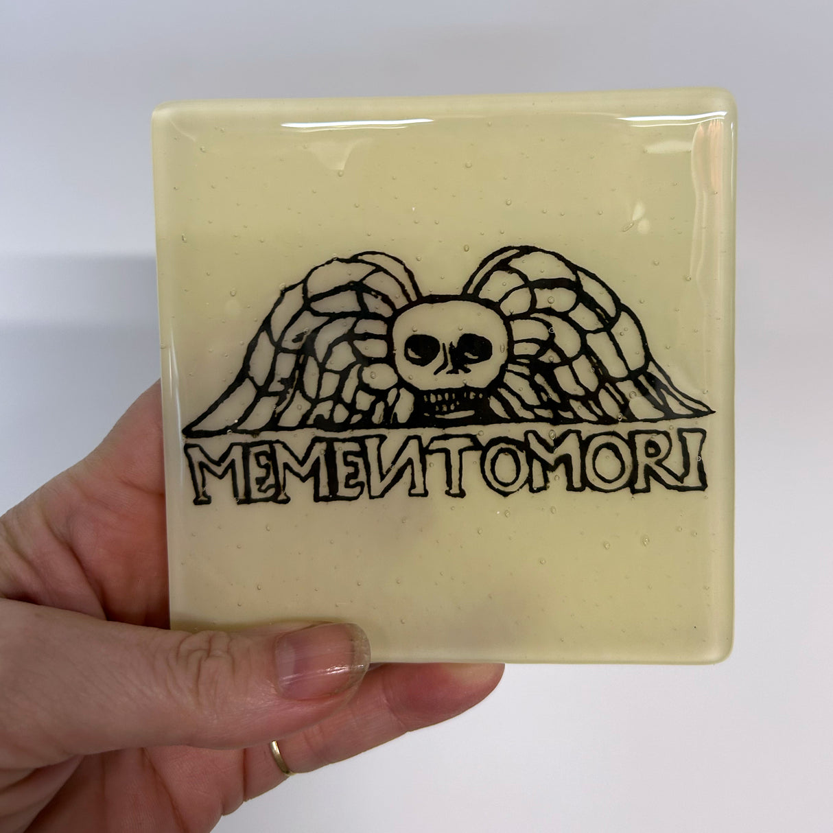 Memento Mori Mystical Fused Glass 4" Single Coaster