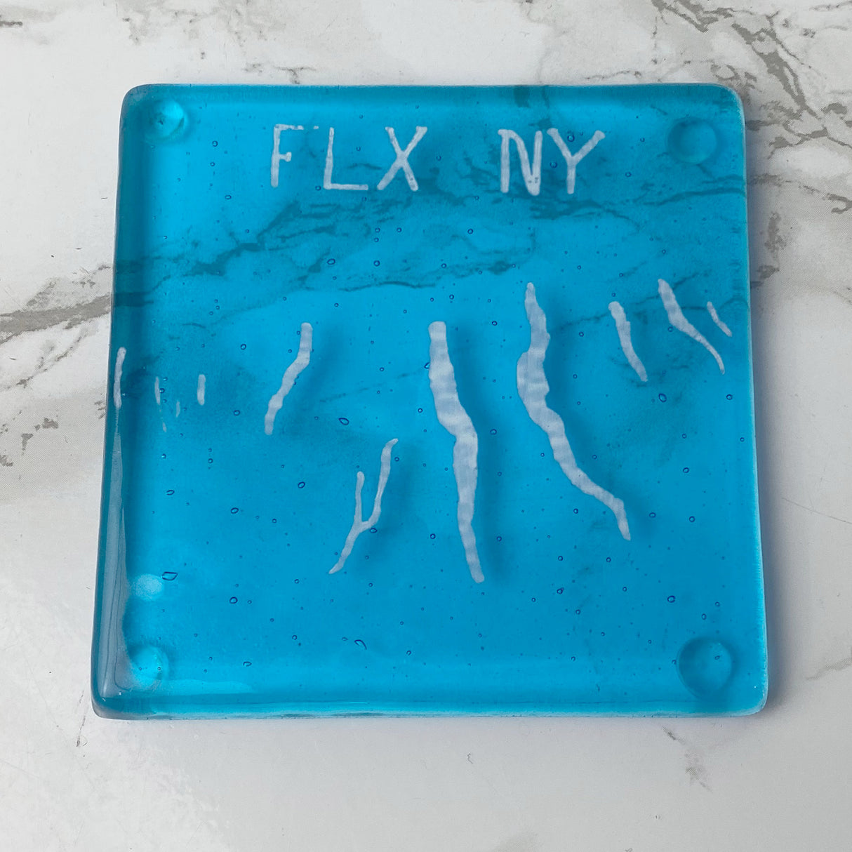 New York Finger Lakes Fused Glass 4" Single Coaster - made to order