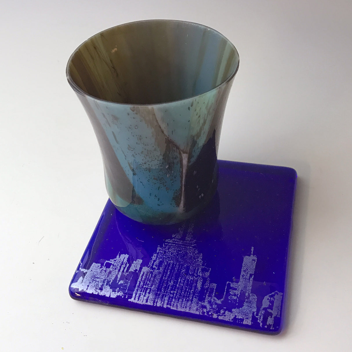 New York City Empire State Building Fused Glass 4" Single Coaster