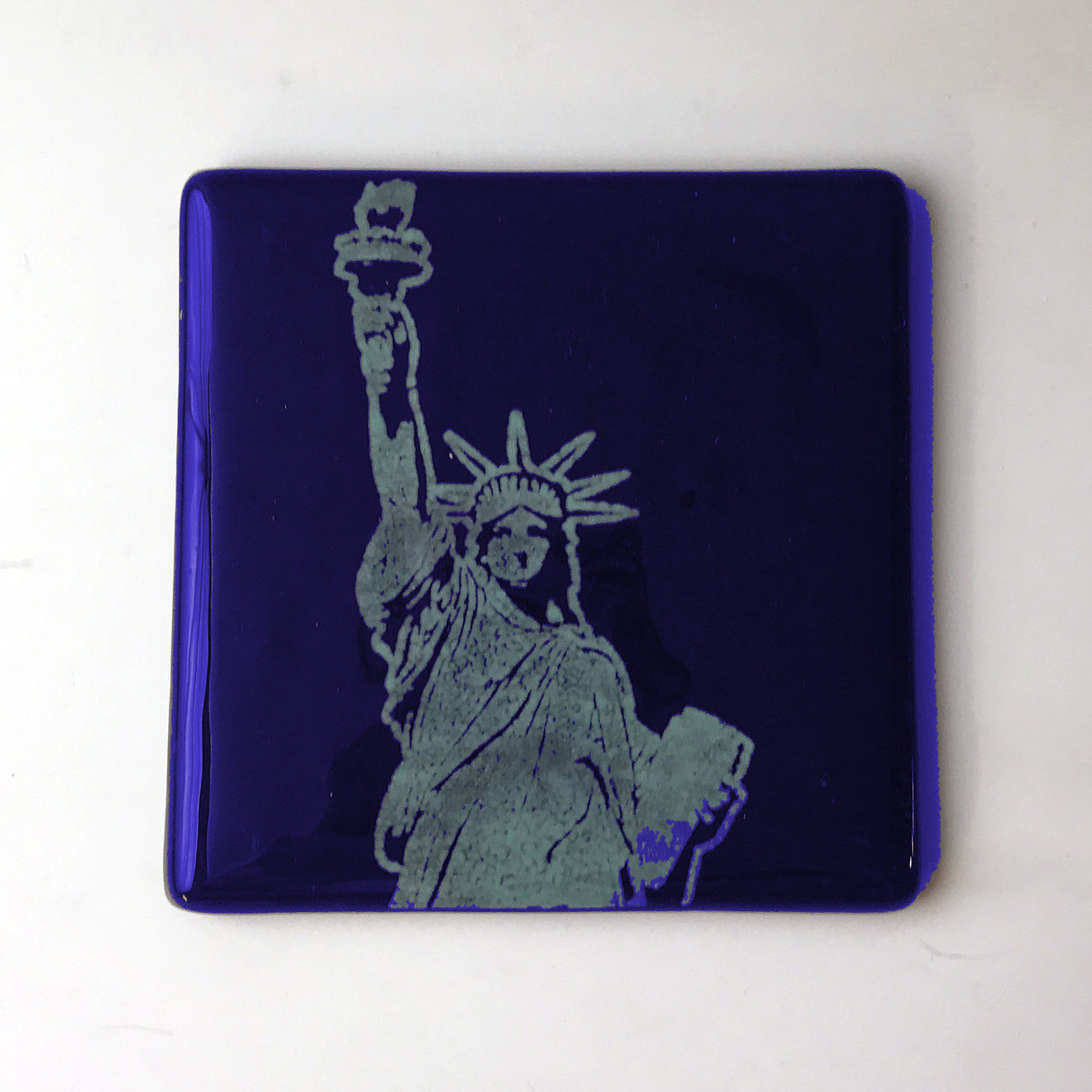 New York City Statue of Liberty Fused Glass 4" Single Coaster