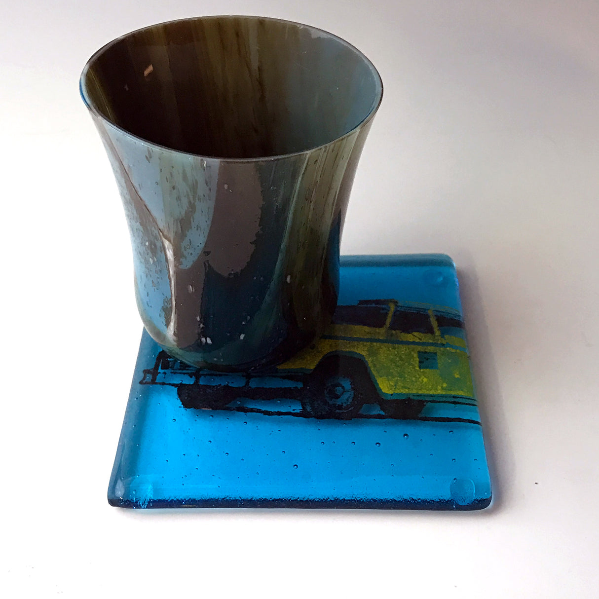 New York City Taxicab Fused Glass 4" Single Coaster