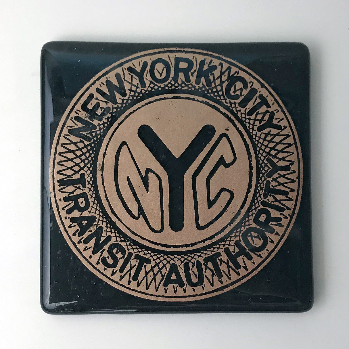 New York City Subway Token Fused Glass 4" Single Coaster