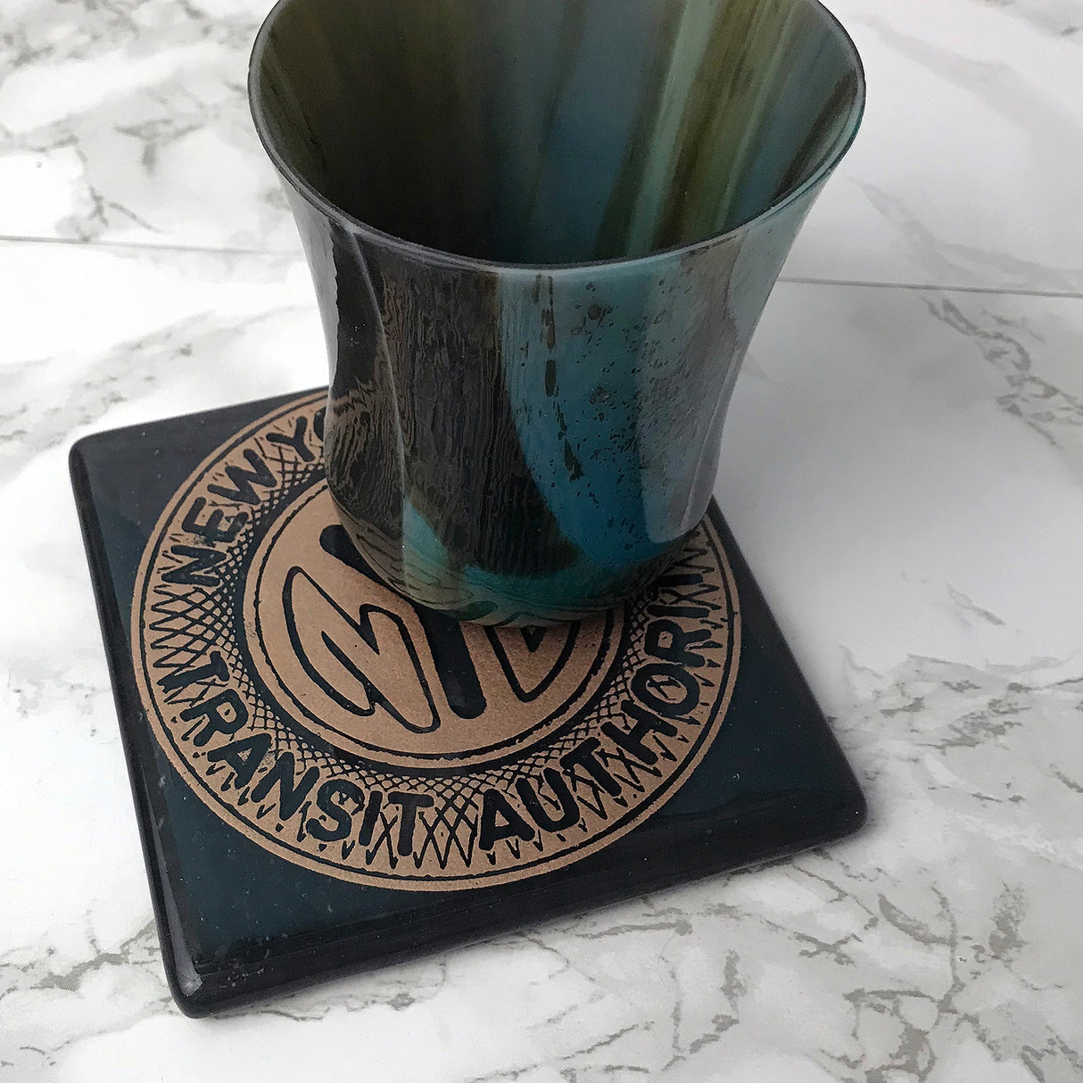 New York City Subway Token Fused Glass 4" Single Coaster