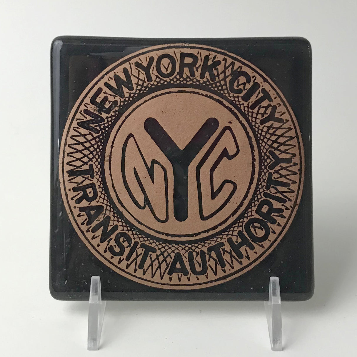 New York City Subway Token Fused Glass 4" Single Coaster