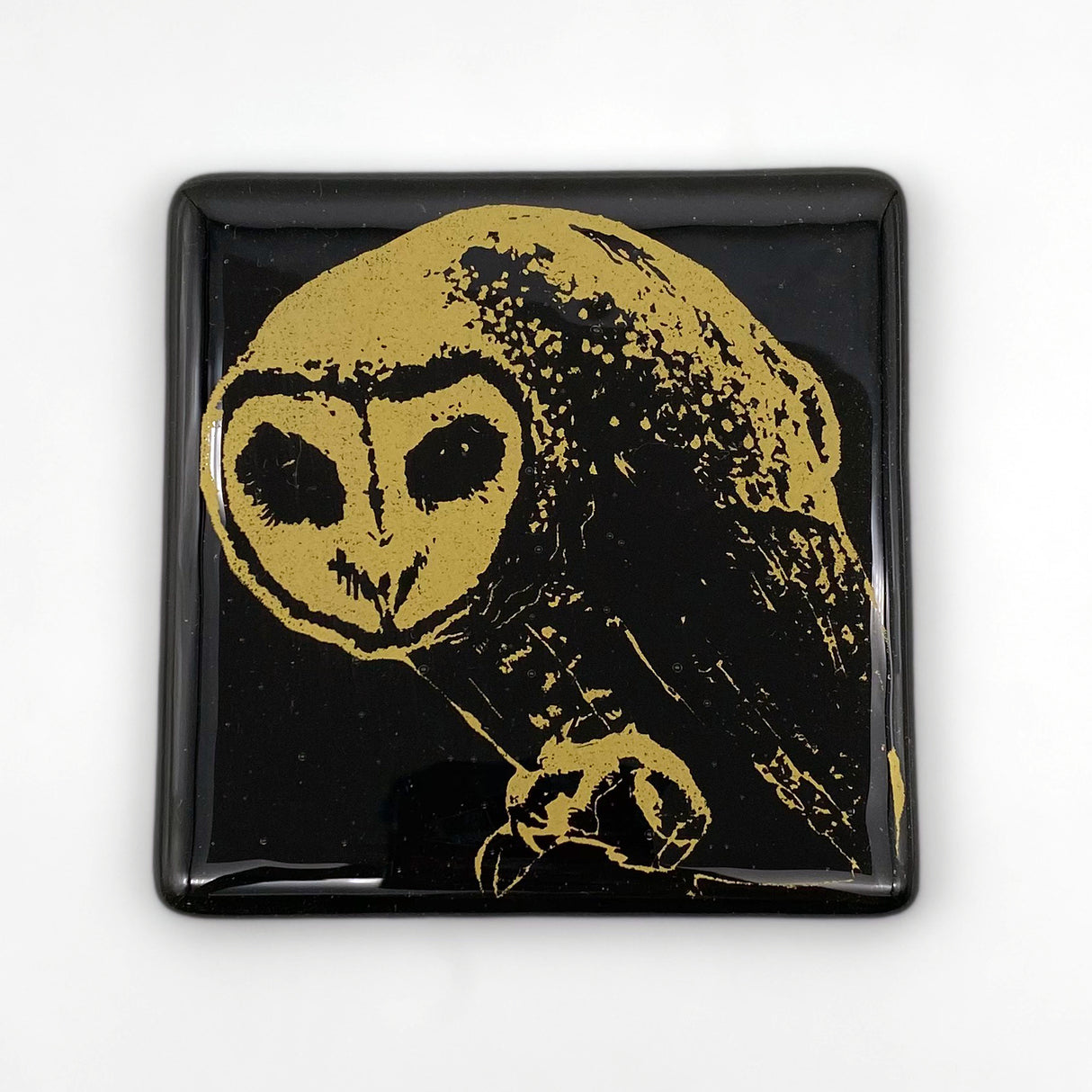 Mystical Owl Fused Glass 4" Single Coaster