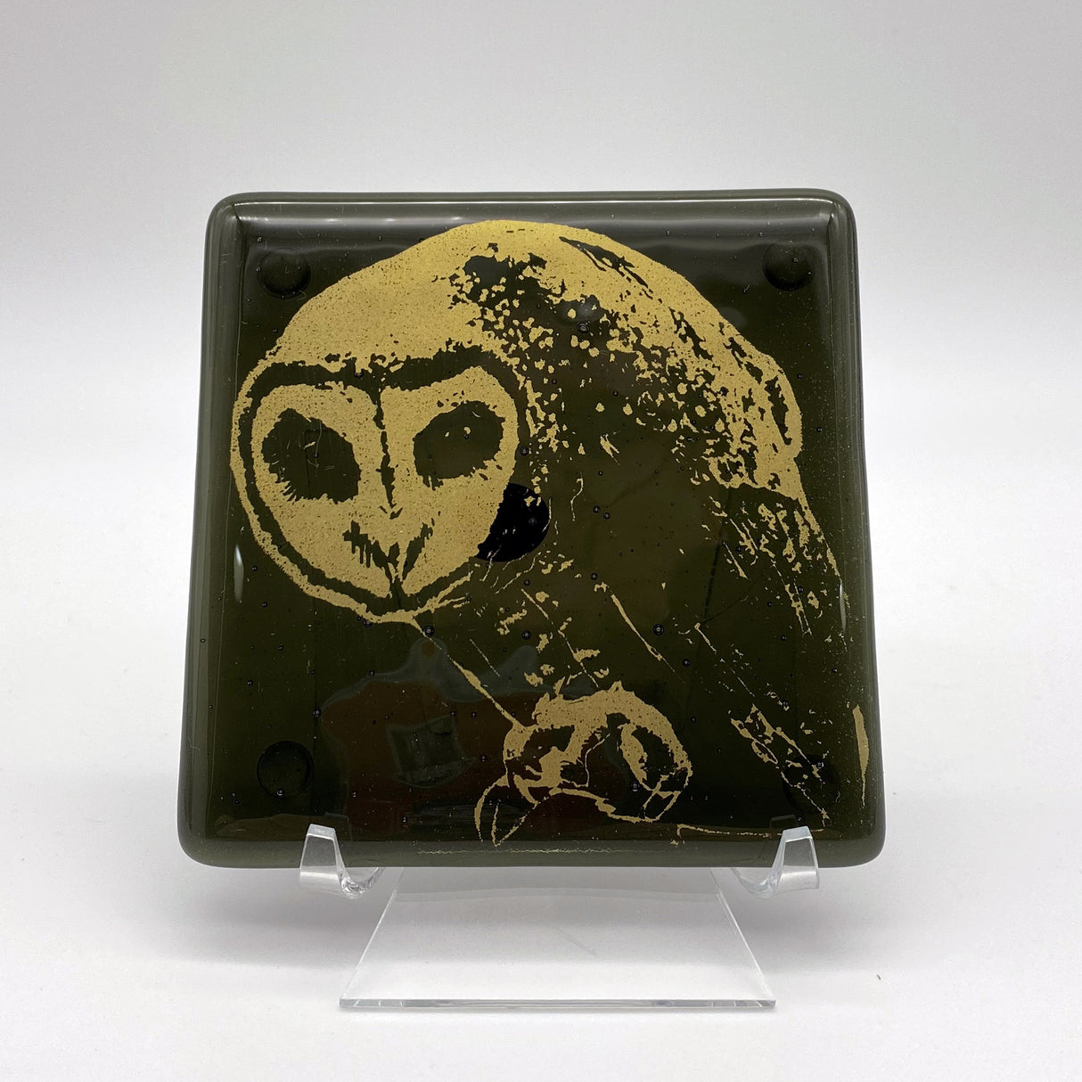 Mystical Owl Fused Glass 4" Single Coaster