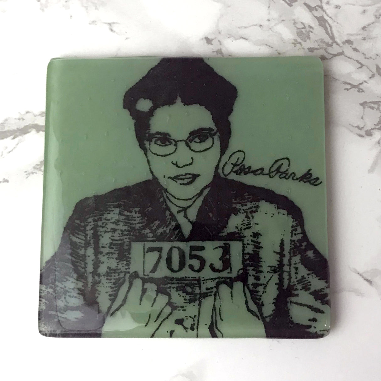 Rosa Parks Fused Glass 4" Single Coaster