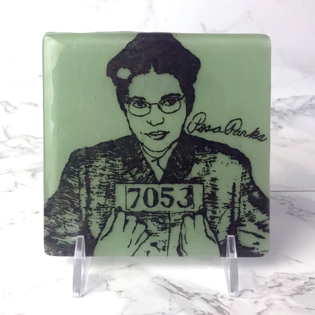 Rosa Parks Fused Glass 4" Single Coaster