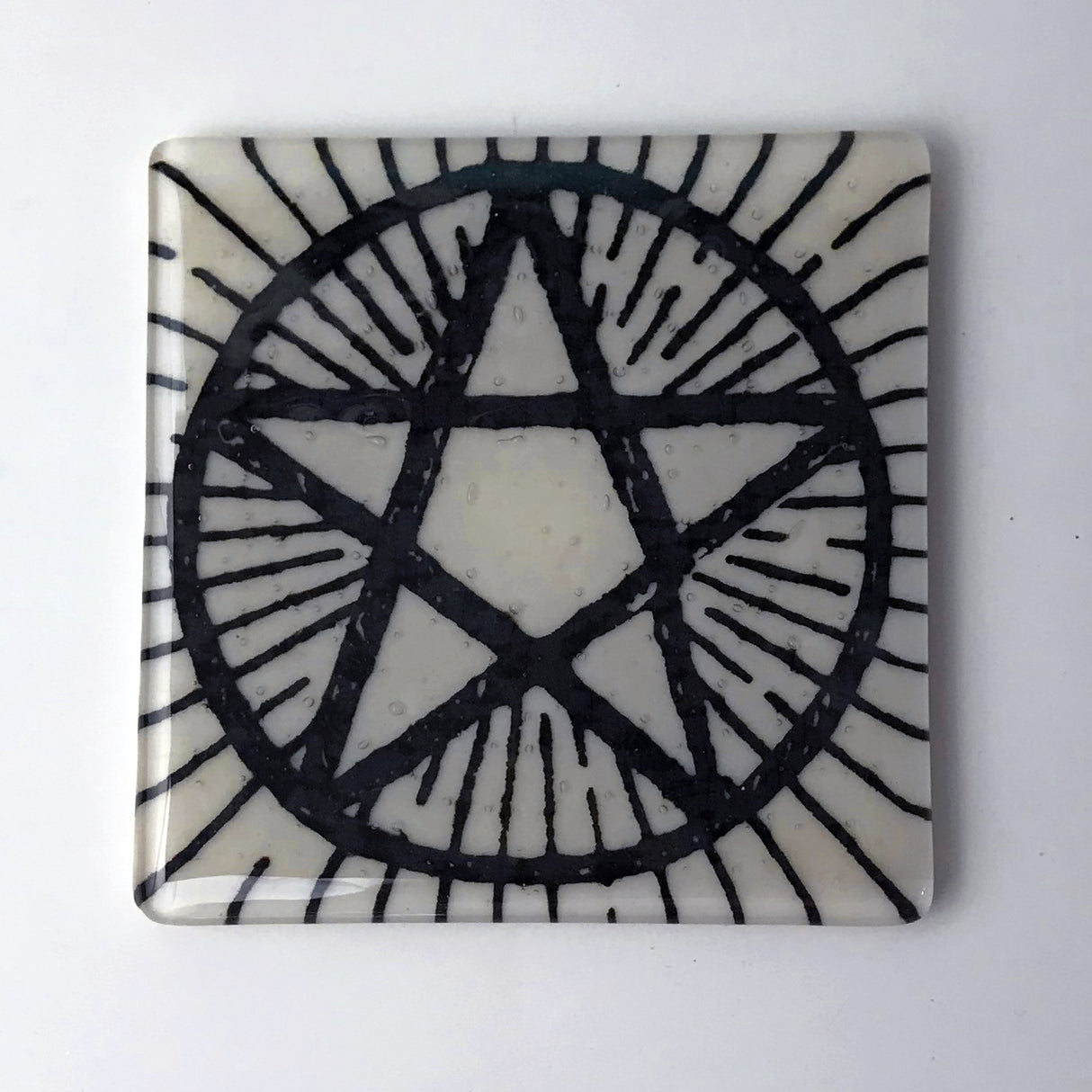 Pentagram Fused Glass 4" Single Coaster