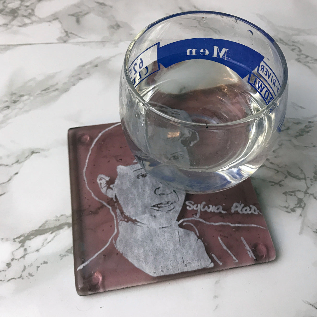 Sylvia Plath Fused Glass 4" Single Coaster