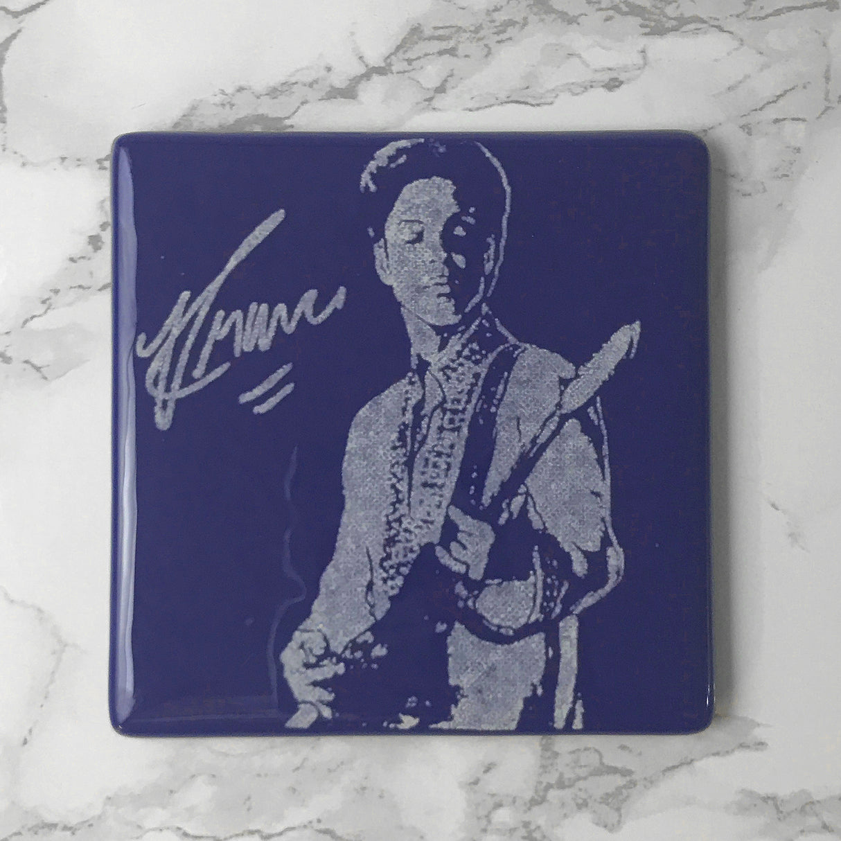 Prince (Guitar) Fused Glass 4" Single Coaster